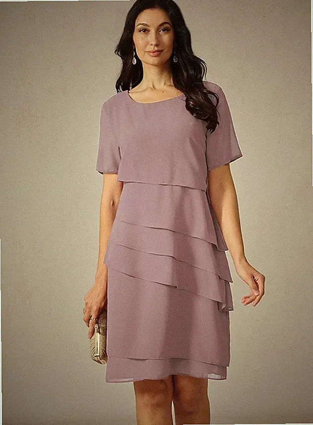 Elegantes, mehrlagiges Cocktailkleid aus Chiffon für Damen – Sommer/Frühling