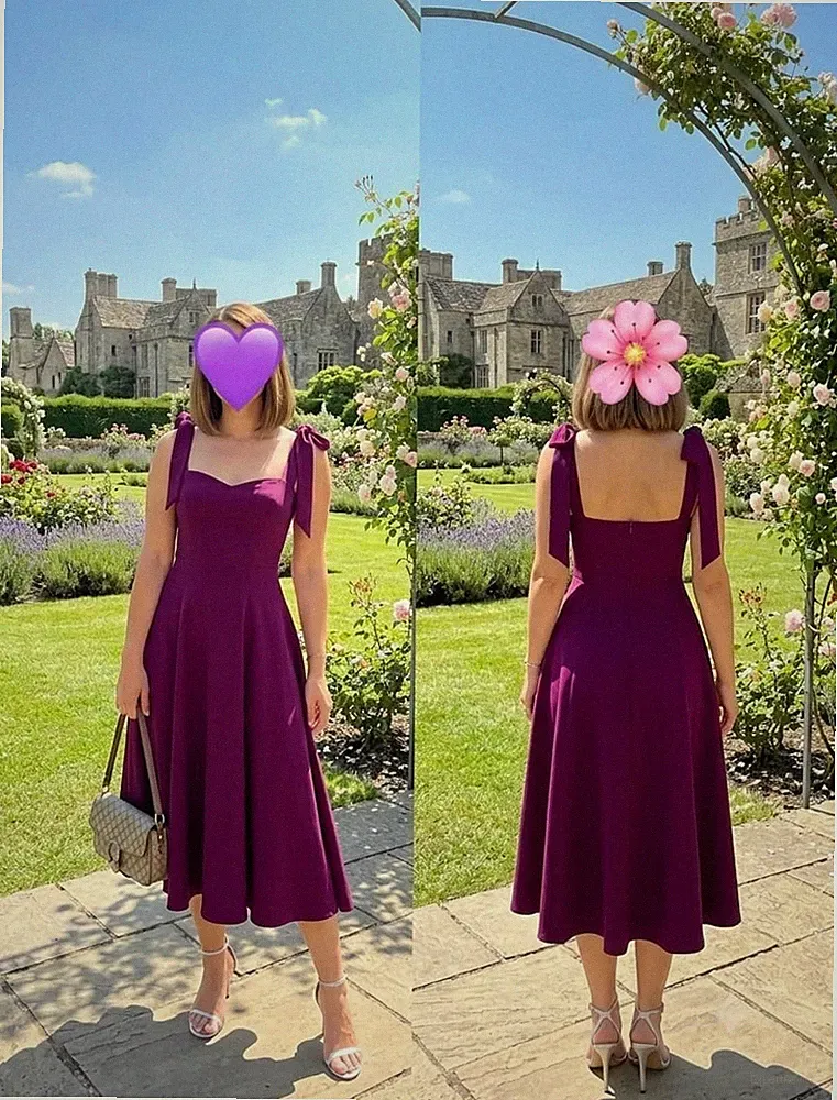 Elegantes Midikleid in Pflaume