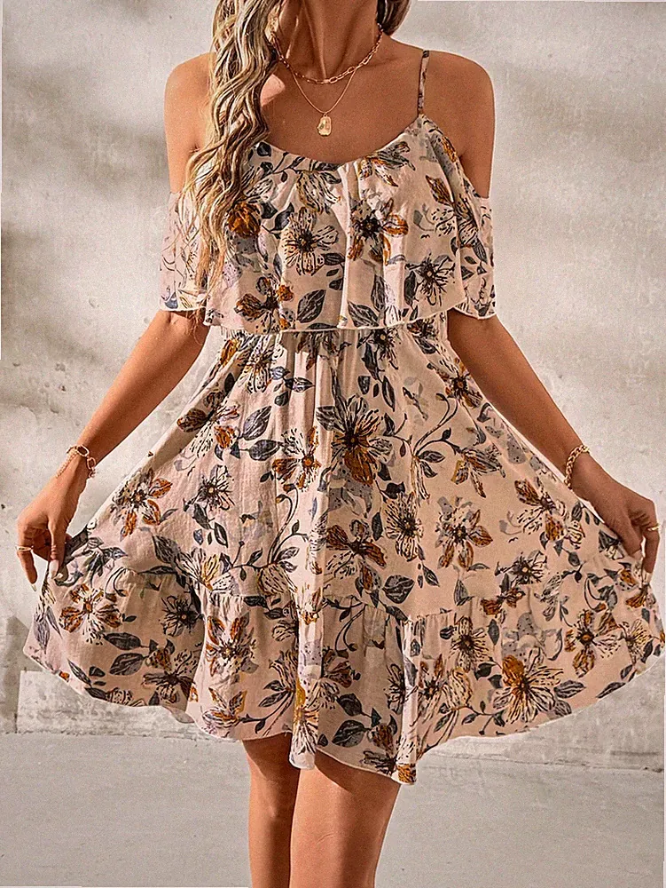Elegantes Minikleid im A Linie Stil mit Blumenmuster