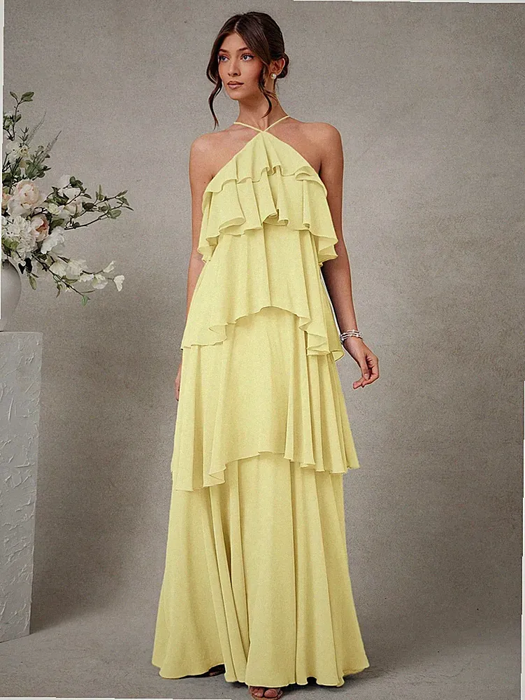 Elegantes romantisches Maxikleid für Hochzeitsgäste mit Neckholder