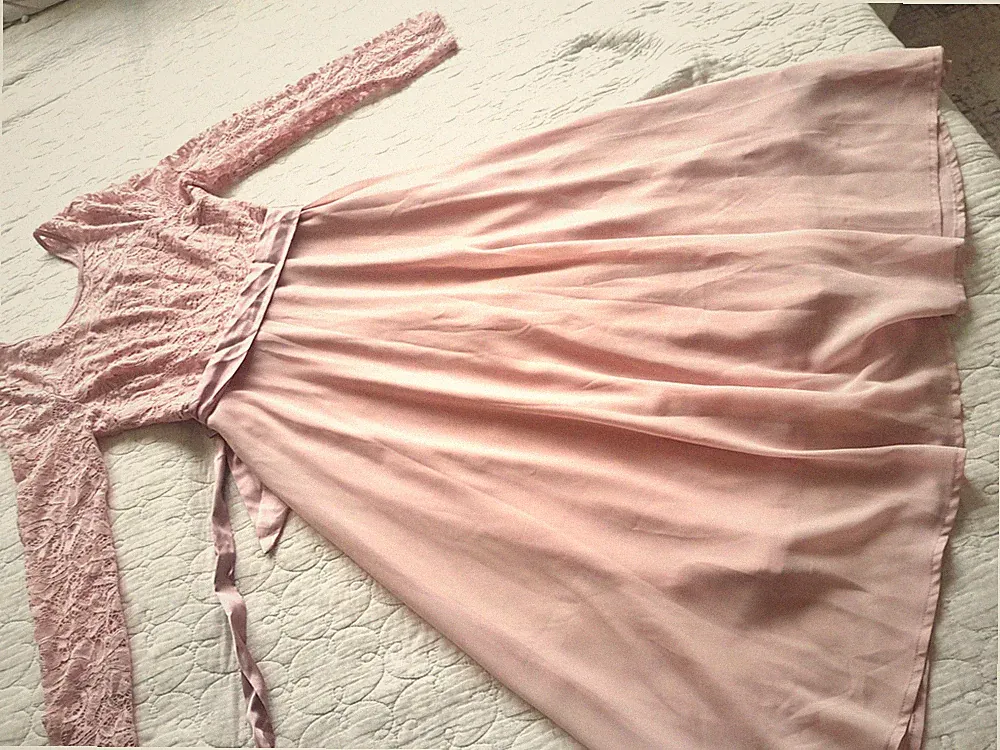 Elegantes schickes Kleid mit Frühling-Sommer Mode Damen 38 Rosa