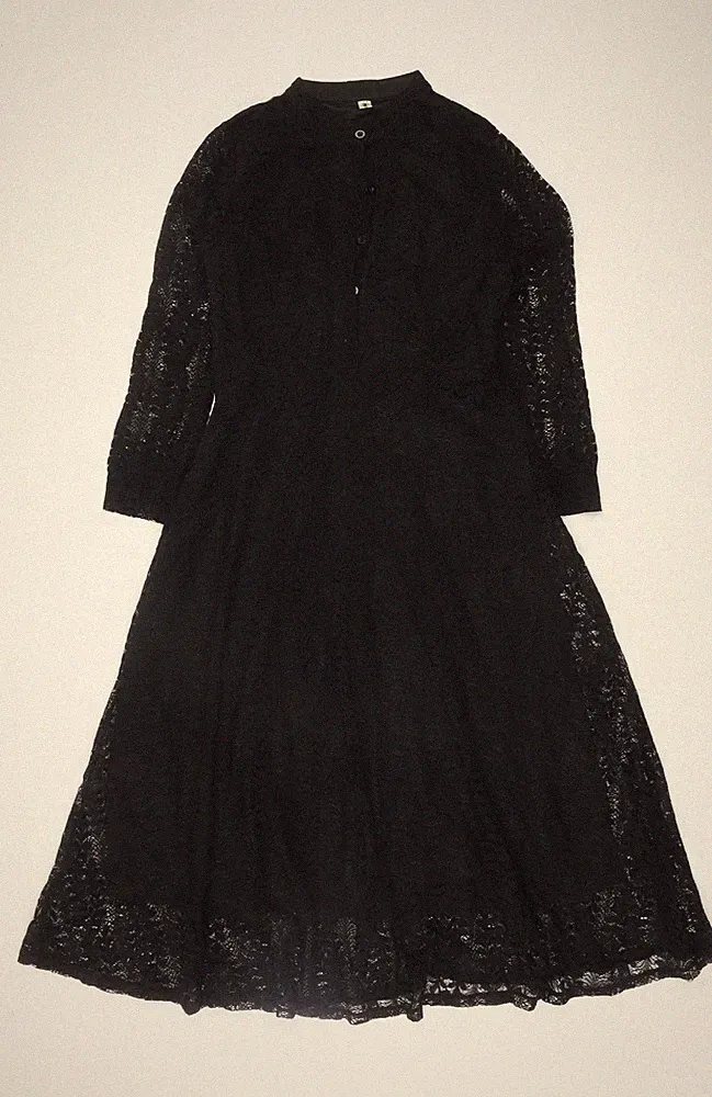 Elegantes schwarzes Spitzen A-Linien Kleid für Damen Größe M