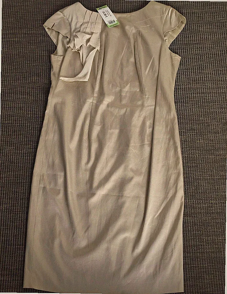 Elegantes Vintage Etuikleid Beige Gold Shimmer Gr. 40