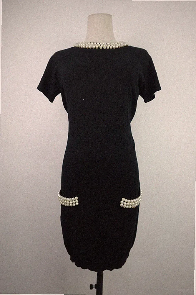ELISABETTA FRANCHI KLEID DAMENKLEID GR 44 DRESS WOMAN ITALY PULLOVER PERLEN