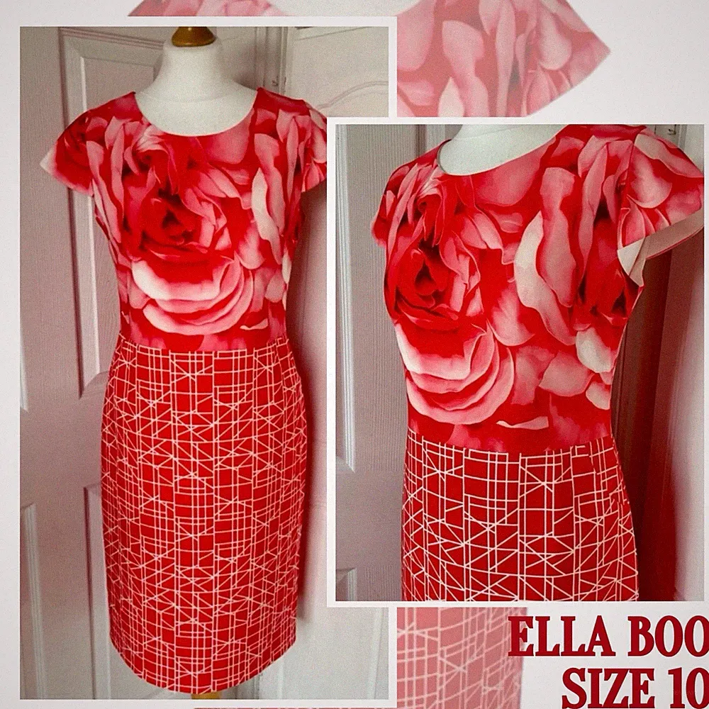 Ella Boo Kleid Größe 10 Hochzeit Gast Outfit Party Anlass Abend Blumen Tasche