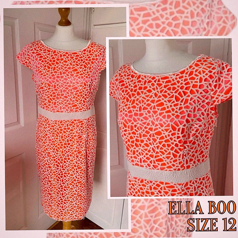 Ella Boo Kleid Größe 12 Koralle Hochzeit Gast Outfit Party Anlass Abend Häkel