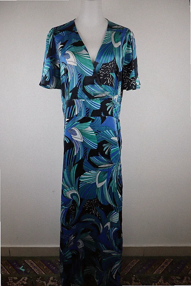 EMME MARELLA DAMEN KLEID GR 48 WOMAN CASUAL VINTAGE DRESS KLEID LOGO KIMONO