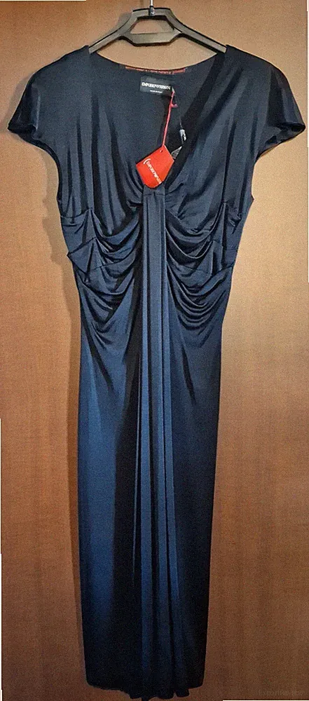 Emporio Armani Damen Kleid Schwarz Elegant Größe 42 Viskose NEU mit Etikett