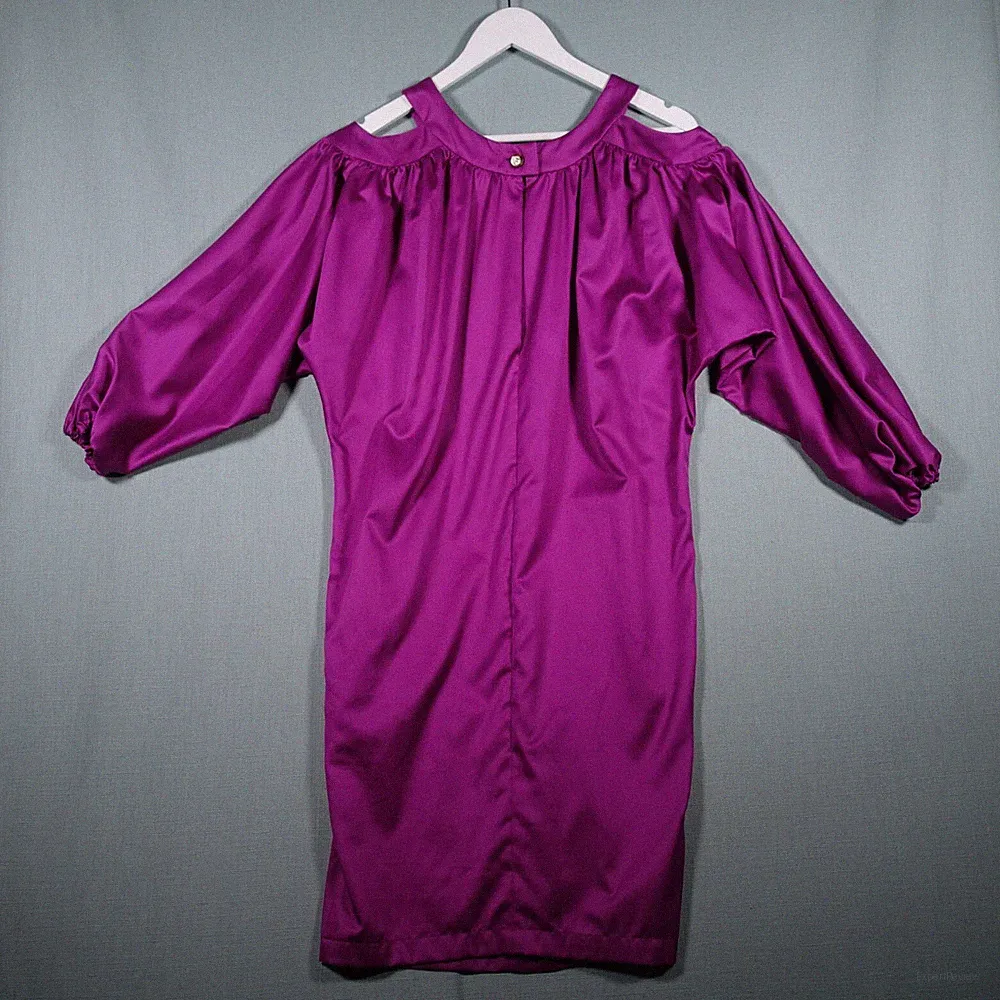 ESCADA Kleid Damen 34 rosa gesmokt Dolmanärmel lang Cold Shoulder Preloved