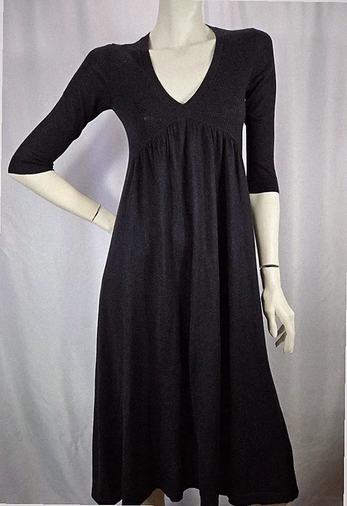 ESCADA SPORT Damen Strickkleid Schurwolle Seide Kaschmir A-Linie Gr. XS Schwarz