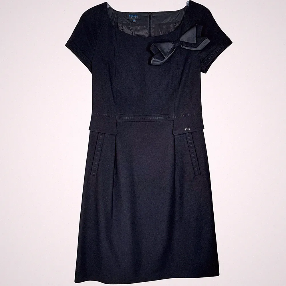Escada Sport schwarzes Etuikleid Gr. 36 UK 10 Wolle Kaschmirmischung gefüttert Arbeit