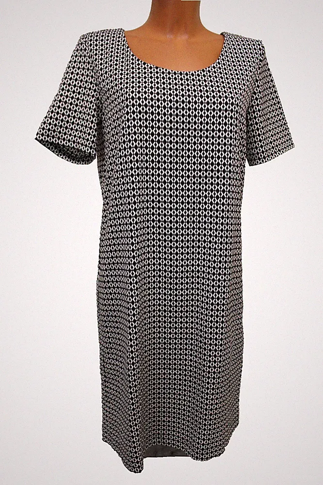 Esmara Kleid L 40 kurzarm Etuikleid knielang schwarz weiß Damen Midikleid