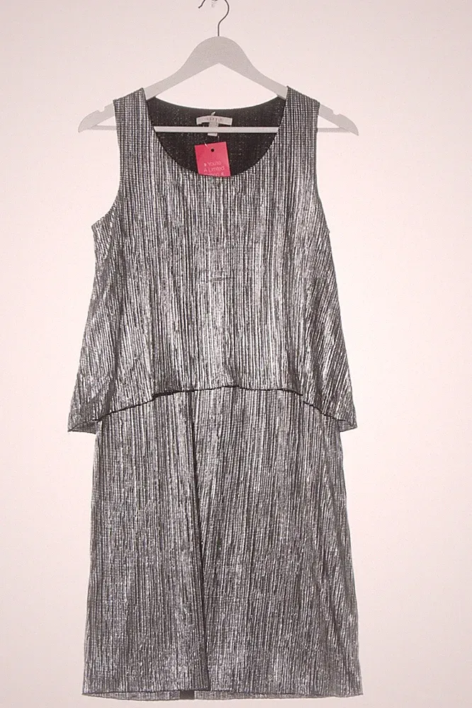 ESPRIT A-Linien Kleid Damen Kleid Gr. DE 34 silberfarben-schwarz Elegant