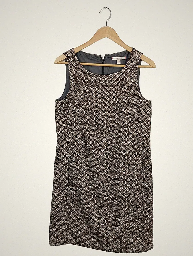 ESPRIT A-Linien Kleid Damen Kleid Gr. DE 38 schwarz-wollweiß Casual-Look