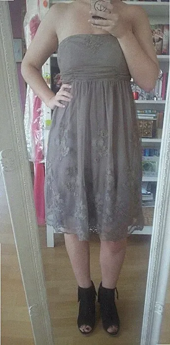 ❤️ Esprit Cocktail Kleid Spitze Abiball Weihachten Silvester Taufe 38 40 taupe