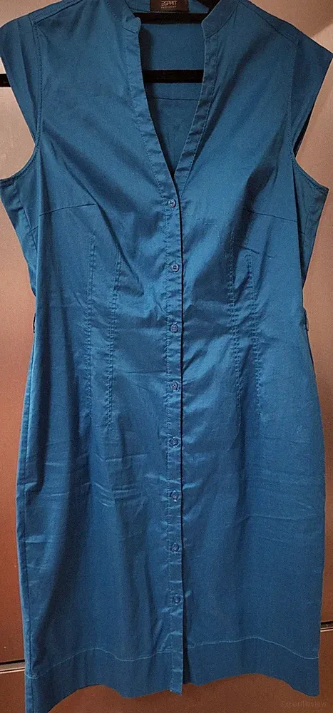 Esprit Collection Sommerkleid Etui Damen Gr. 40/ 42 M/L Petrolblau ärmellos chic