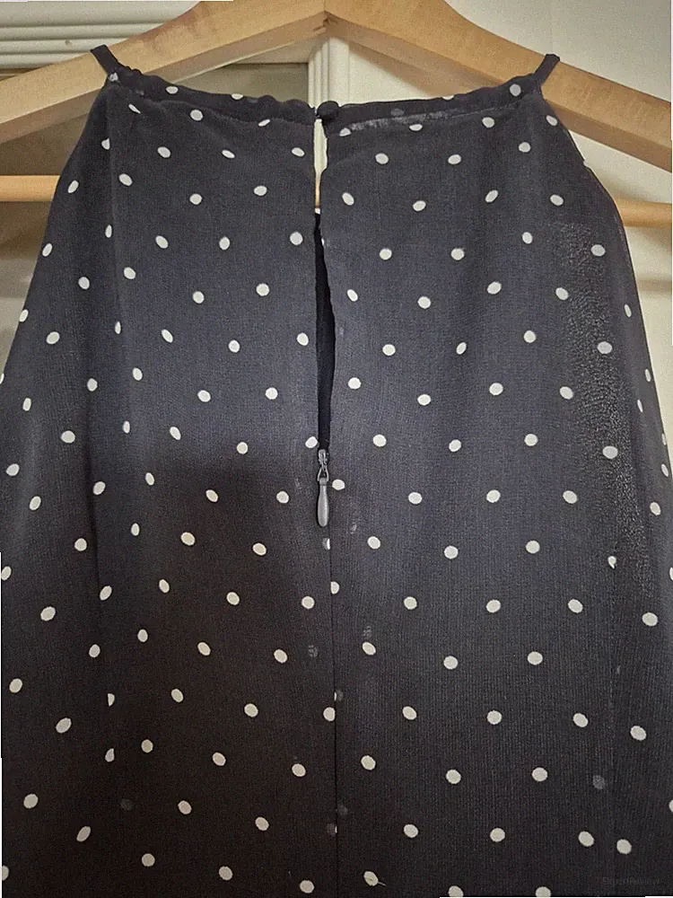 Esprit Damen A-Linien-Kleid blau weiß gepunktet Viskose Neckholder 36 Gürtel