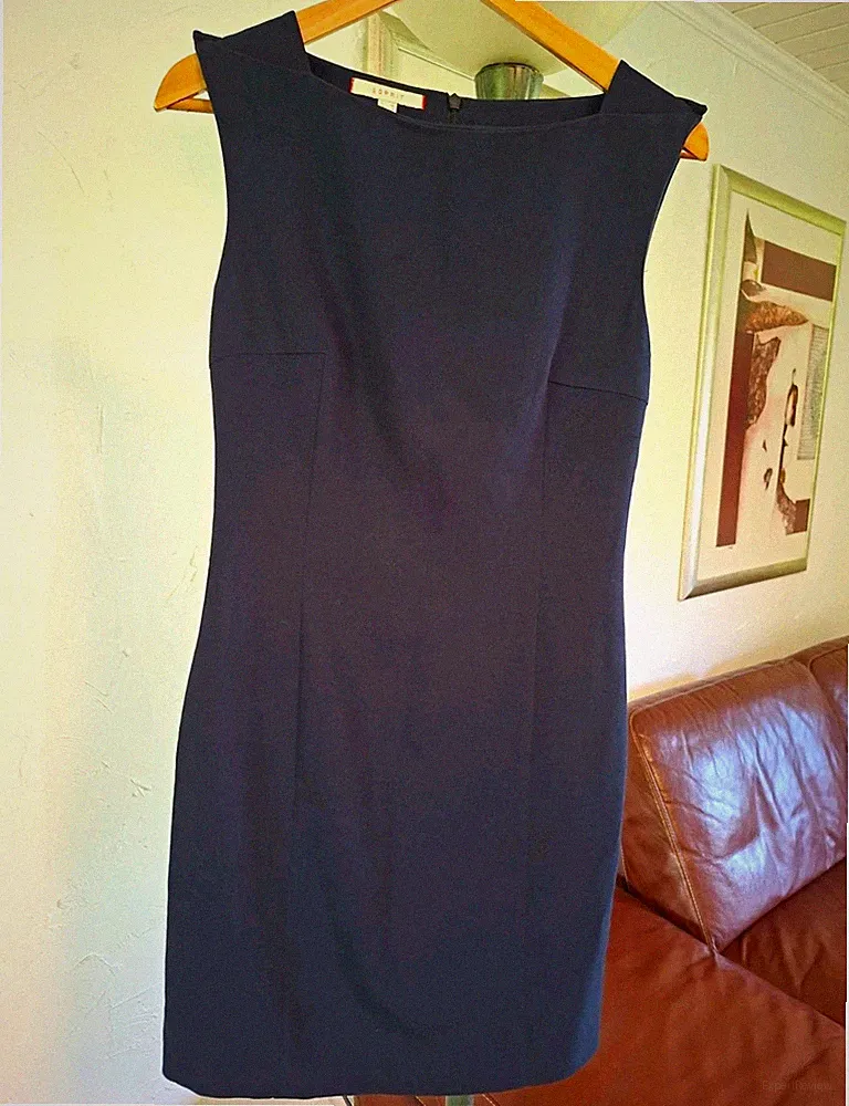 Esprit Damen Etuikleid kurz ärmellos blau Gr. 34 Rundhals Reißverschluss