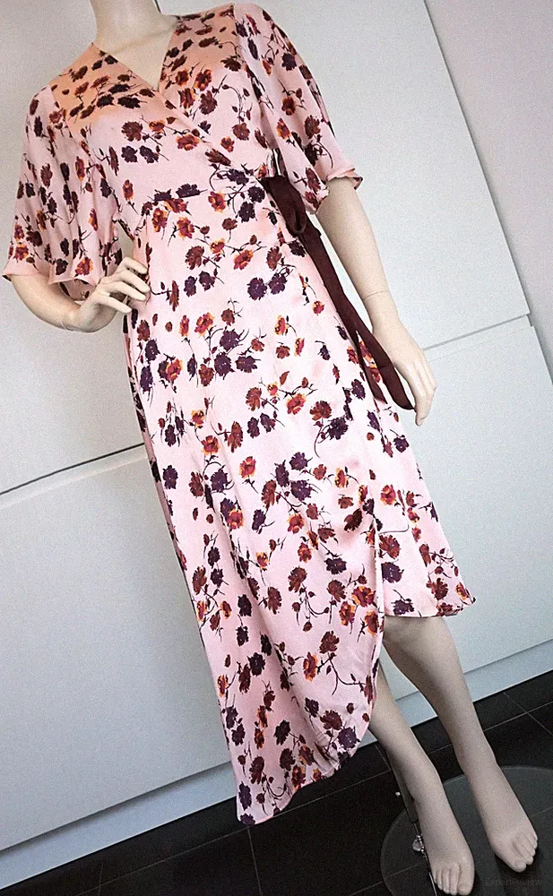 ESPRIT Damen Kleid Wickelkleid Asymmetrisch Boho Tunika A Linie Trend Gr 36