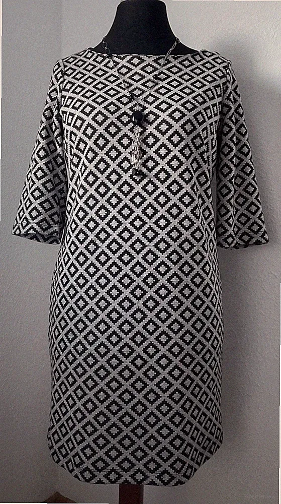 ESPRIT Kleid schwarz/weißes Rautenmuster Gr. M/38 Herbst/Winter, 1 x getragen