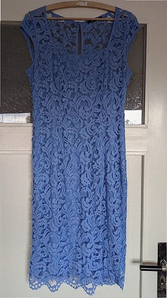 Esprit Spitzenkleid L/40 blau Spitze Cocktail Kleid Feier