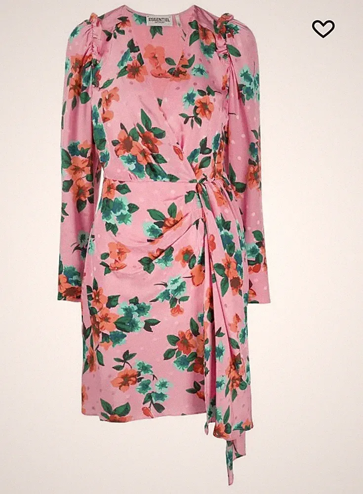Essentiel Antwerp Seidenkleid Blumen Seide Mini XS 34 Kleid Hochzeitsgast