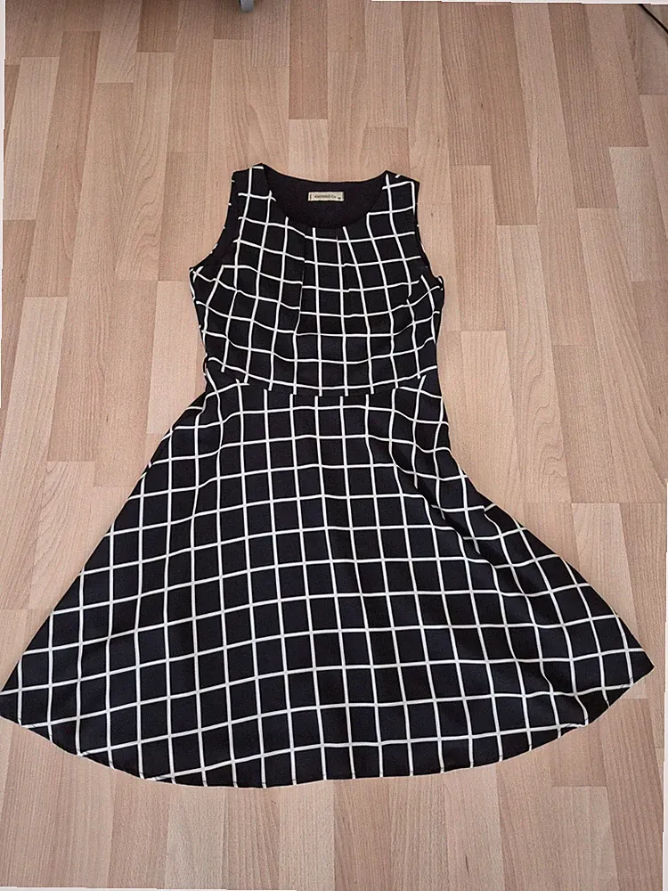 Estellé Co. Damen Kleid / Sommerkleid (Gr. 38) – Schwarz/Weiß Kariert / A-Linie