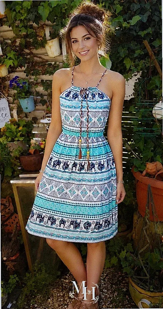 Ethno Boho Ibiza Kleid Quasten Perlen Gr S/M 36 38 Coachella ~Strand~Festival