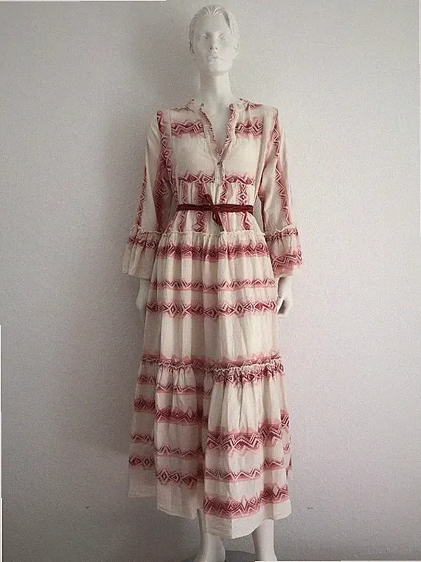 Ethno Kleid Carmen Style Cotton Onesize S-L by Coco New + Gürtel