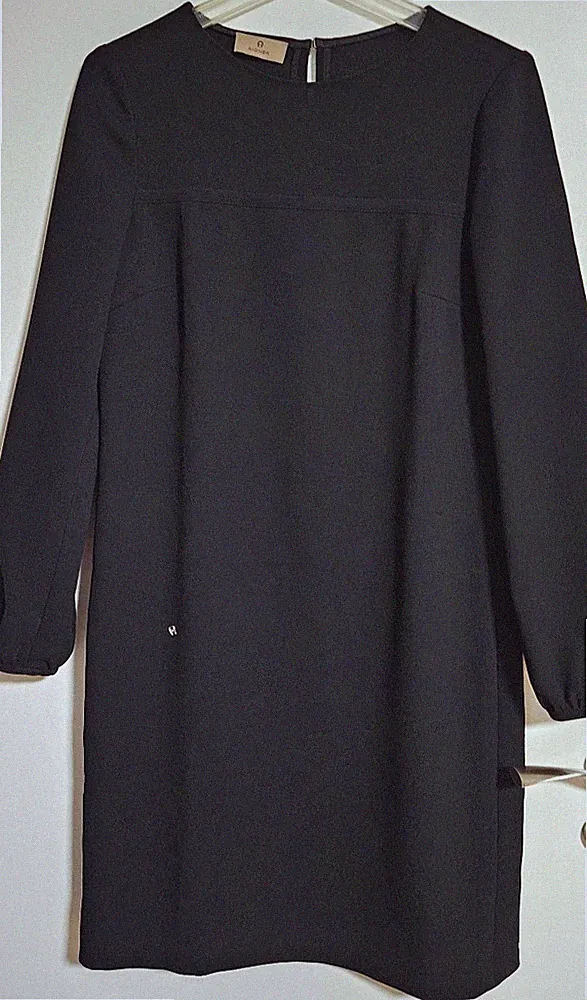 Etienne Aigner Langarm Etuikleid Polyester Gabardine, schwarz, EU 36, UK 10