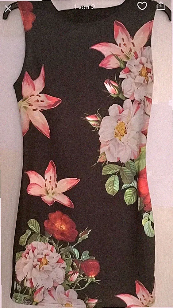 Etuikleid ärmellos eng anliegend florales Design Gr. 36