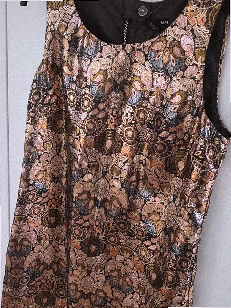 Etuikleid Cocktail H&M 38 brokat kupfer gold boho blogger glam party