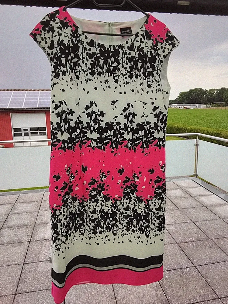 Etuikleid Cocktailkleid Hermann Lange Gr. 42 Weiß/Pink