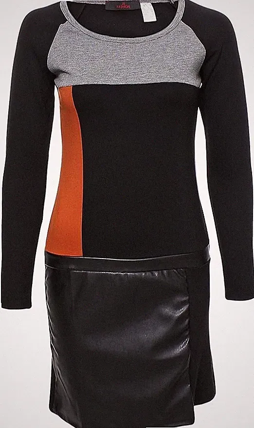 Etuikleid Colour-Blocking mit Leder-Imitation GR. 42