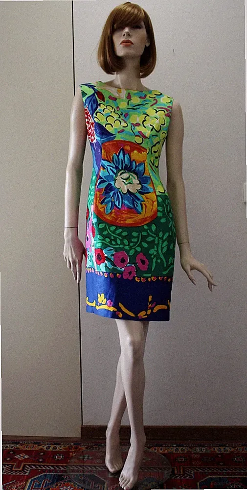 Etuikleid Designer ELLA SINGH Berlin Cocktail Kleid 38 100% Bw Bunt Floral Chic