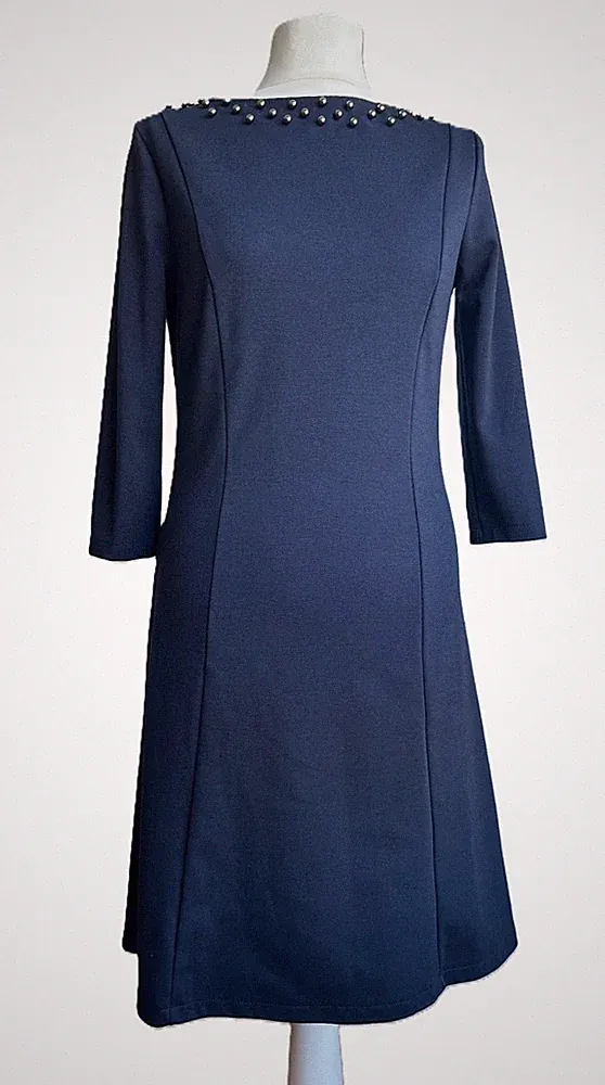 Etuikleid Dunkelblau - Made in Italy - in leichter A-Linie geschnitten, Gr. 38