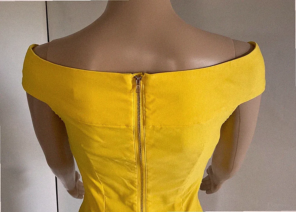 Etuikleid Gelb S Rockabilly Vintage Off-Shoulder Kleid⁠ Belle Poque ungetragen!