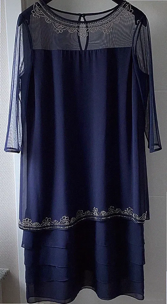 Etuikleid Glitzersteinen Tiefseeblau Abend-Party-Cocktailkleid 46 Passt 40/42