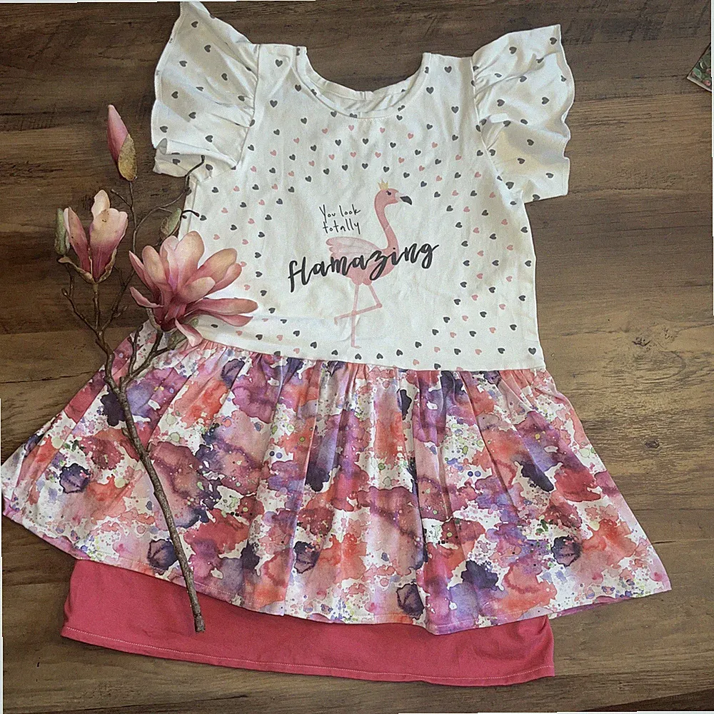Etuikleid Gr.134 Flamingo Handmade