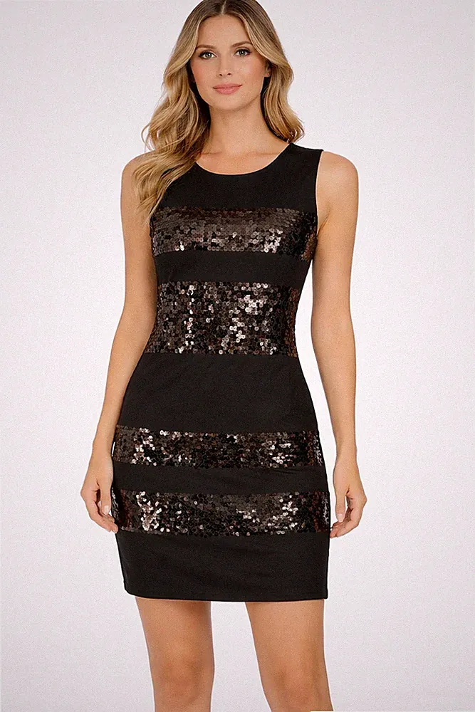 Etuikleid Gr. 36/38 Schwarz Damen-Mini-Abend-Party-Cocktailkleid Neu