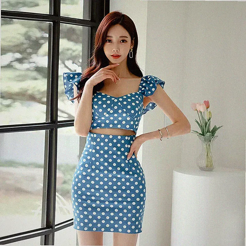 Etuikleid Kleid Frau Elegant Blau Weiss Rückenfrei Elegant Schlank A122