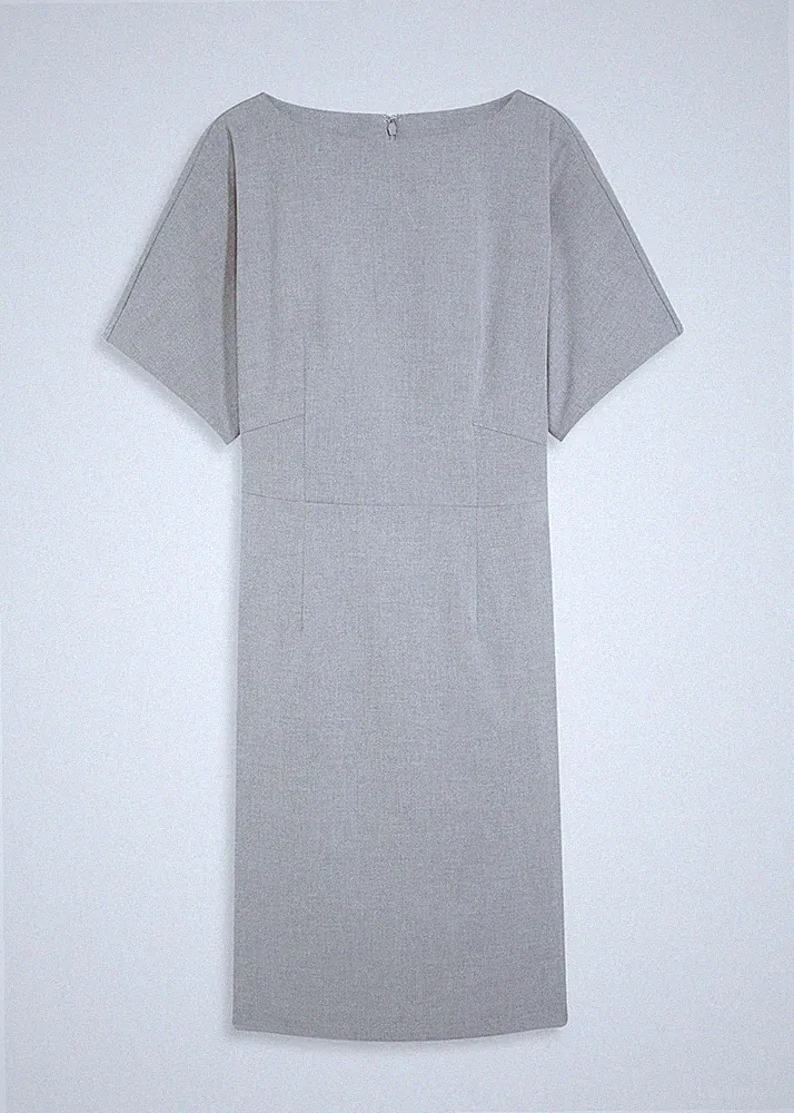 Etuikleid mit Flügelärmeln Gr. 38 Grau Meliert Damen-Kleid Freizeitkleid Neu