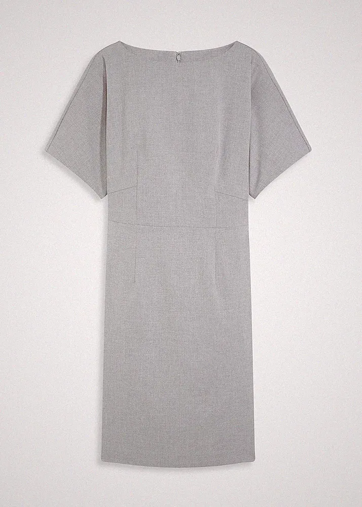 Etuikleid mit Flügelärmeln Gr. 40 Grau Meliert Damen-Kleid Freizeitkleid Neu