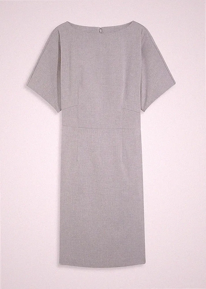 Etuikleid mit Flügelärmeln Gr. 44 Grau Meliert Damen-Kleid Freizeitkleid Neu