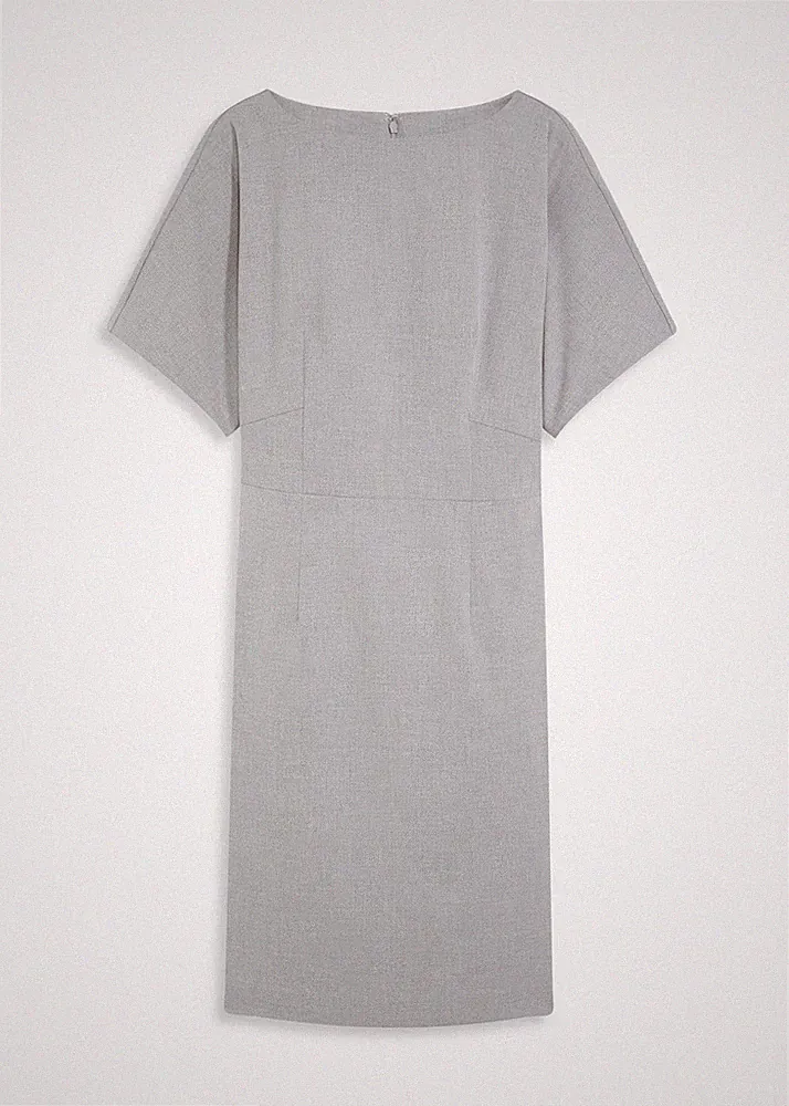 Etuikleid mit Flügelärmeln Gr. 46 Grau Meliert Damen-Kleid Freizeitkleid Neu