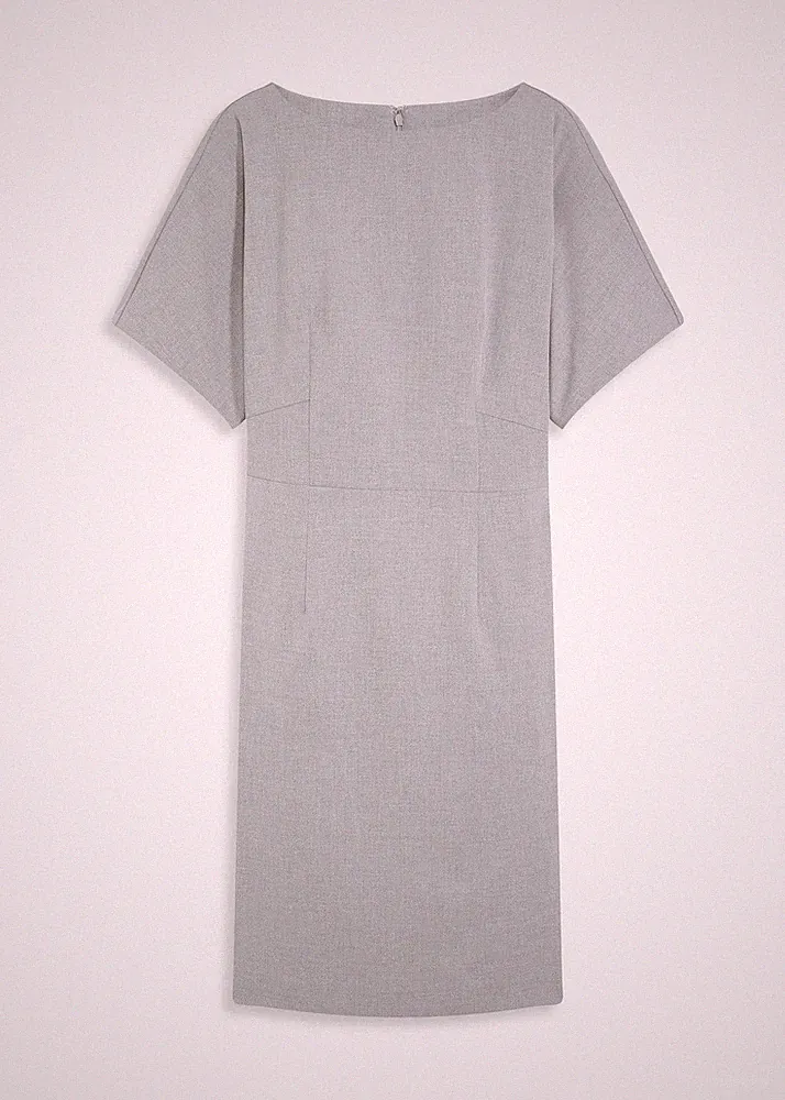 Etuikleid mit Flügelärmeln Gr. 48 Grau Meliert Damen-Kleid Freizeitkleid Neu