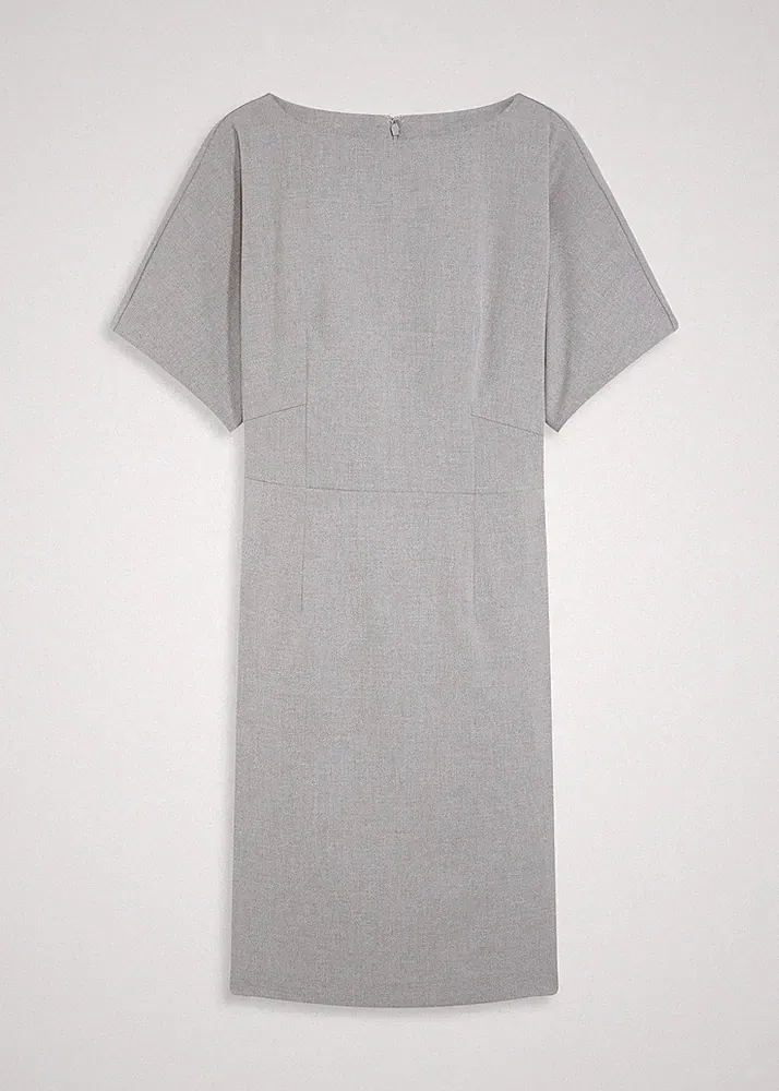 Etuikleid mit Flügelärmeln Gr. 50 Grau Meliert Damen-Kleid Freizeitkleid Neu