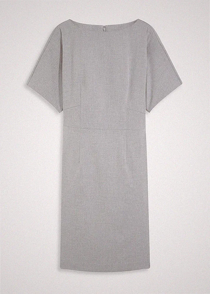 Etuikleid mit Flügelärmeln Gr. 52 Grau Meliert Damen-Kleid Freizeitkleid Neu