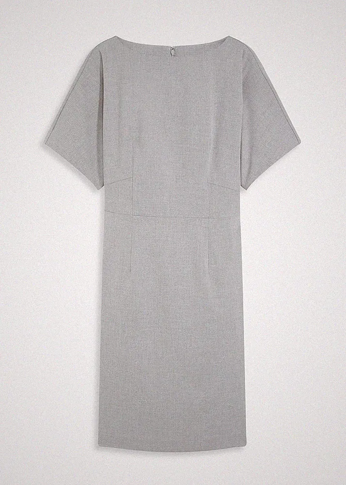 Etuikleid mit Flügelärmeln Gr. 54 Grau Meliert Damen-Kleid Freizeitkleid Neu