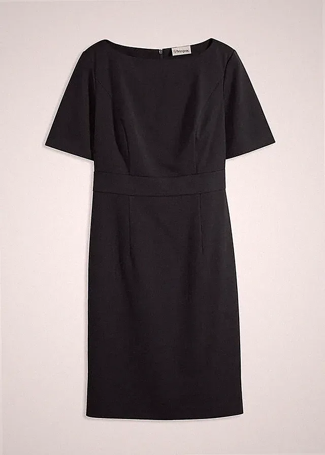 Etuikleid mit U-Boot-Ausschnitt Gr. 44 Schwarz Damen Mini-Kleid Etui-Dress Neu